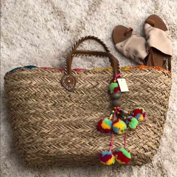 Altar'd State Handbags - Hand Woven Linen Lined Beach Festival Straw Tote